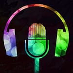 podcast feuilletonscout bunter kopfhörer vor schwarzem grund