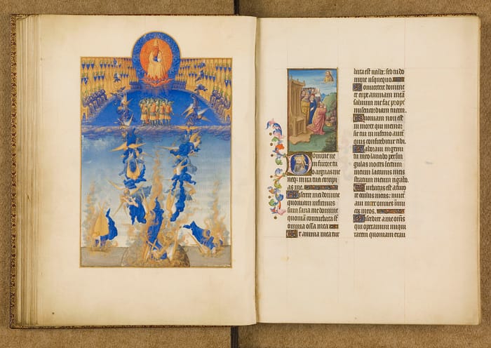 Très Riches Heures du Duc de Berry chantilly innenansicht mit text